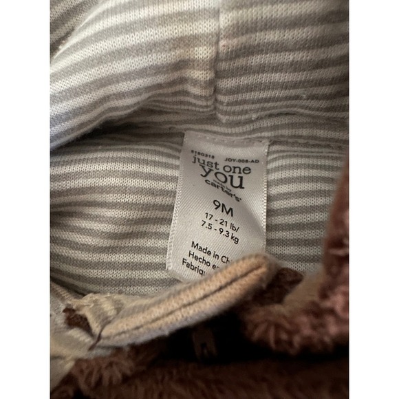 Carter's Polar Bear Brown Winter Body Size 9 Months Fleece Footed Mitten - Picture 5 of 6